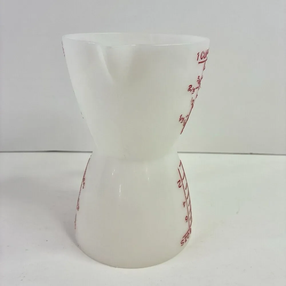 Vintage Tupperware Double Sided Wet Dry Measuring Cup Red Lettering 1 Cup 8 oz